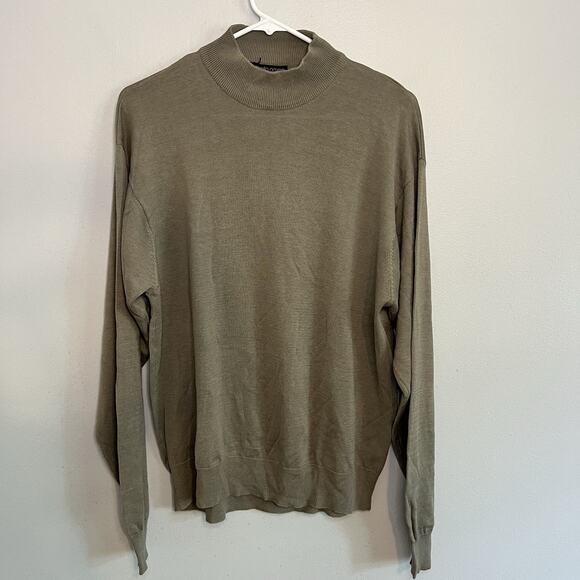 Roberto Omagi Men's Silk Cotton Mock Neck Sweater Sz L Old Money Preppy Office - Picture 1 of 8